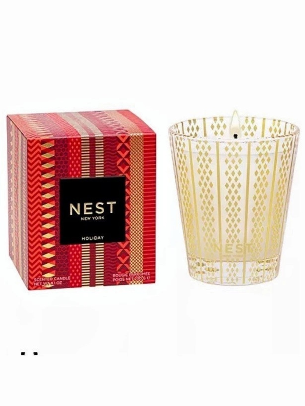 NEST holiday Candle in Red & Gold NWT